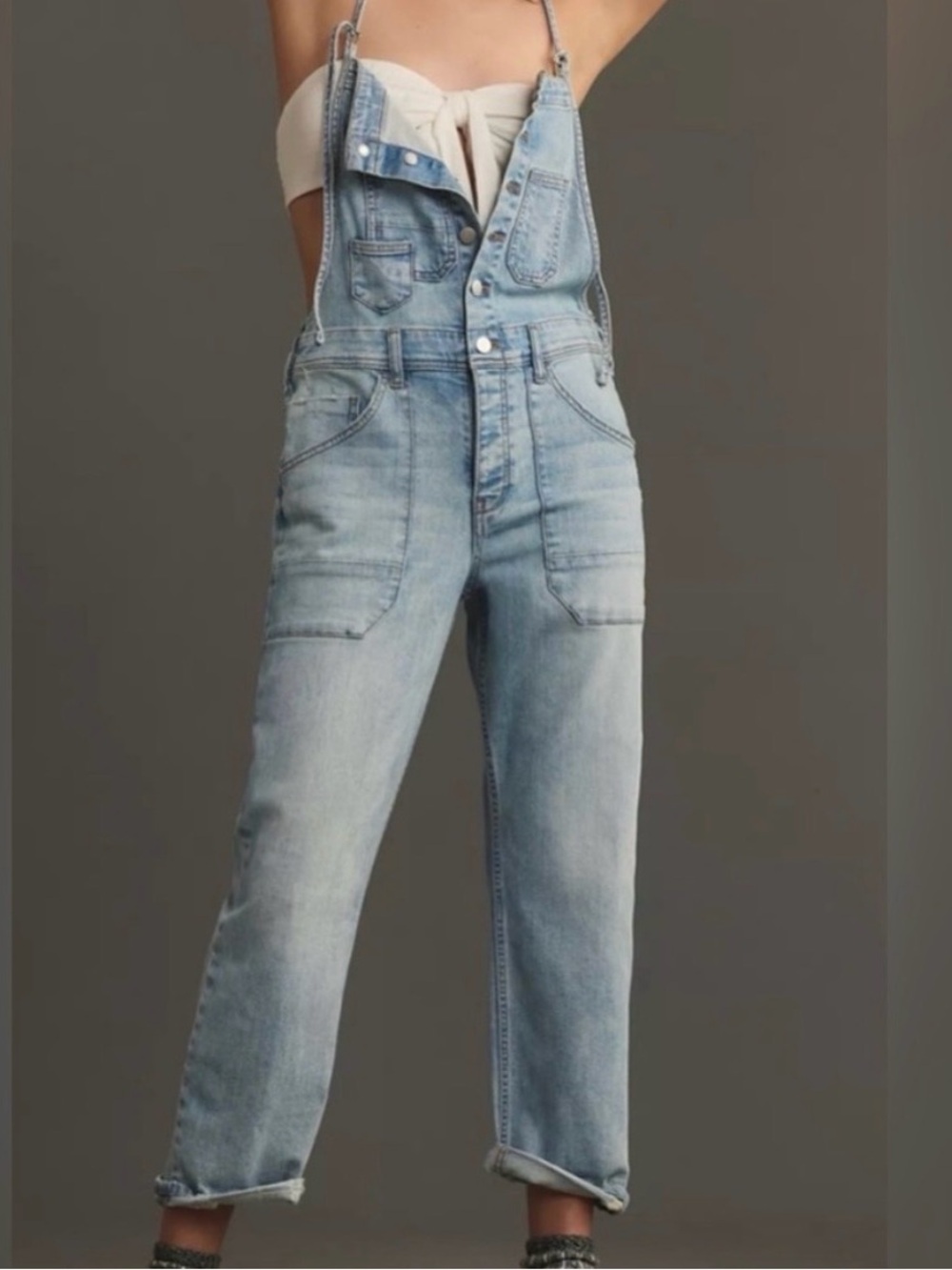 Anthropologie Overalls Women’s Large Pilcro Light Wash Denim Utility Carpenter